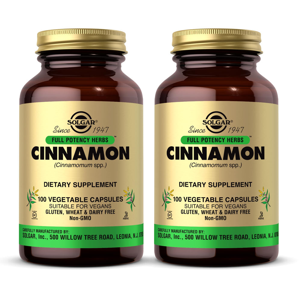 Solgar Cinnamon full potency bottle with 200 servings for daily use.