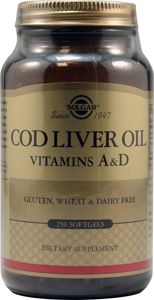 Solgar Cod Liver Oil non-GMO gluten-free certification closeup.