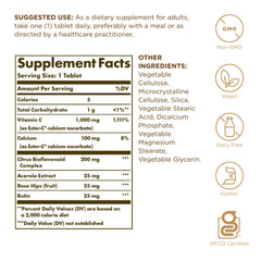 Solgar Ester C Plus 1000 mg bottle back with serving details