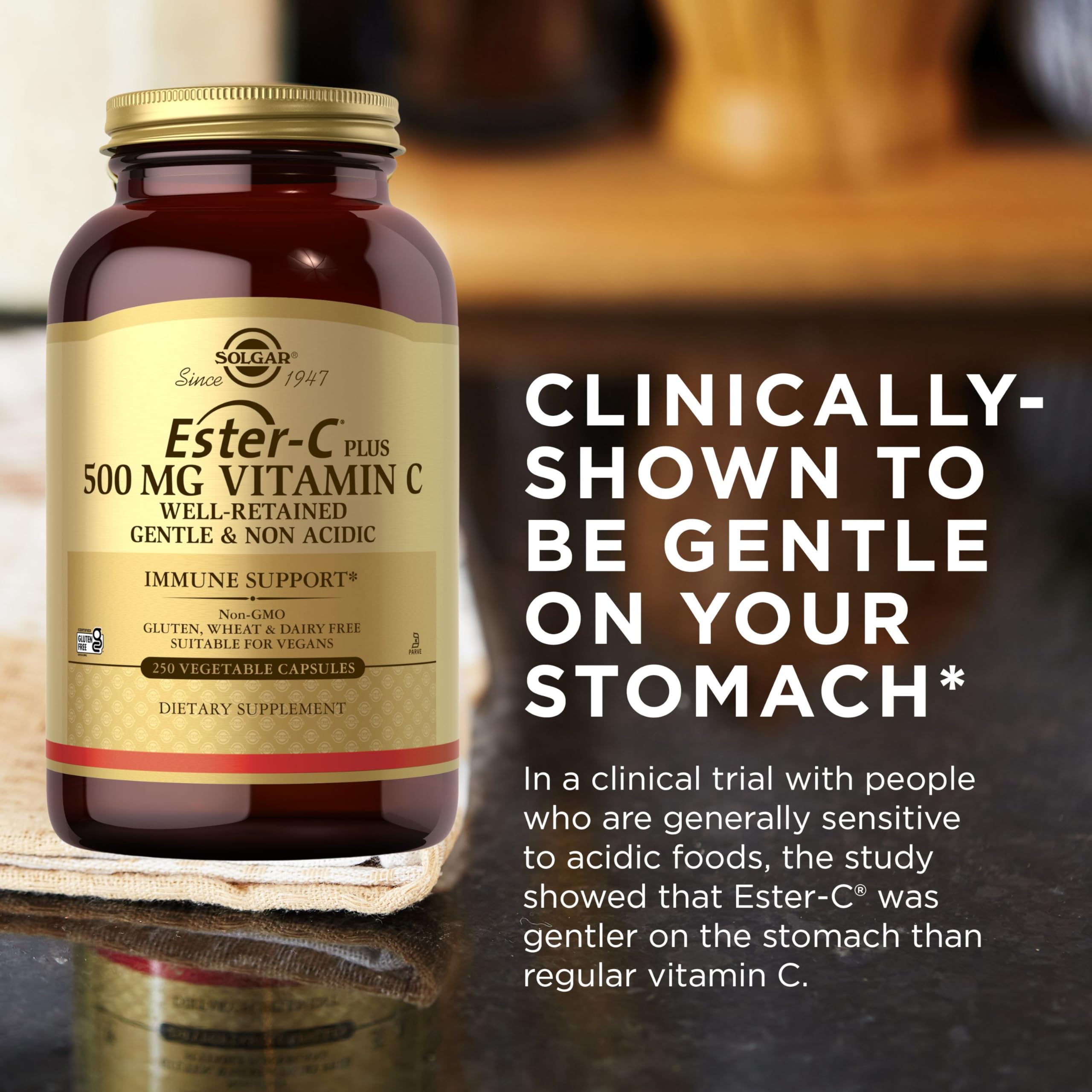 Solgar Ester-C Plus rose hips powder showing antioxidant ingredients