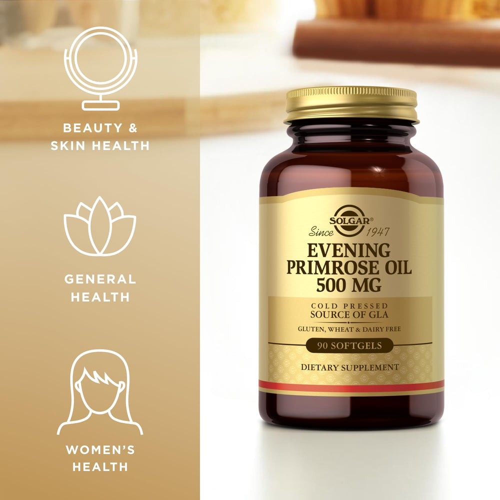 Solgar Evening Primrose Oil gluten-free and dairy-free packaging