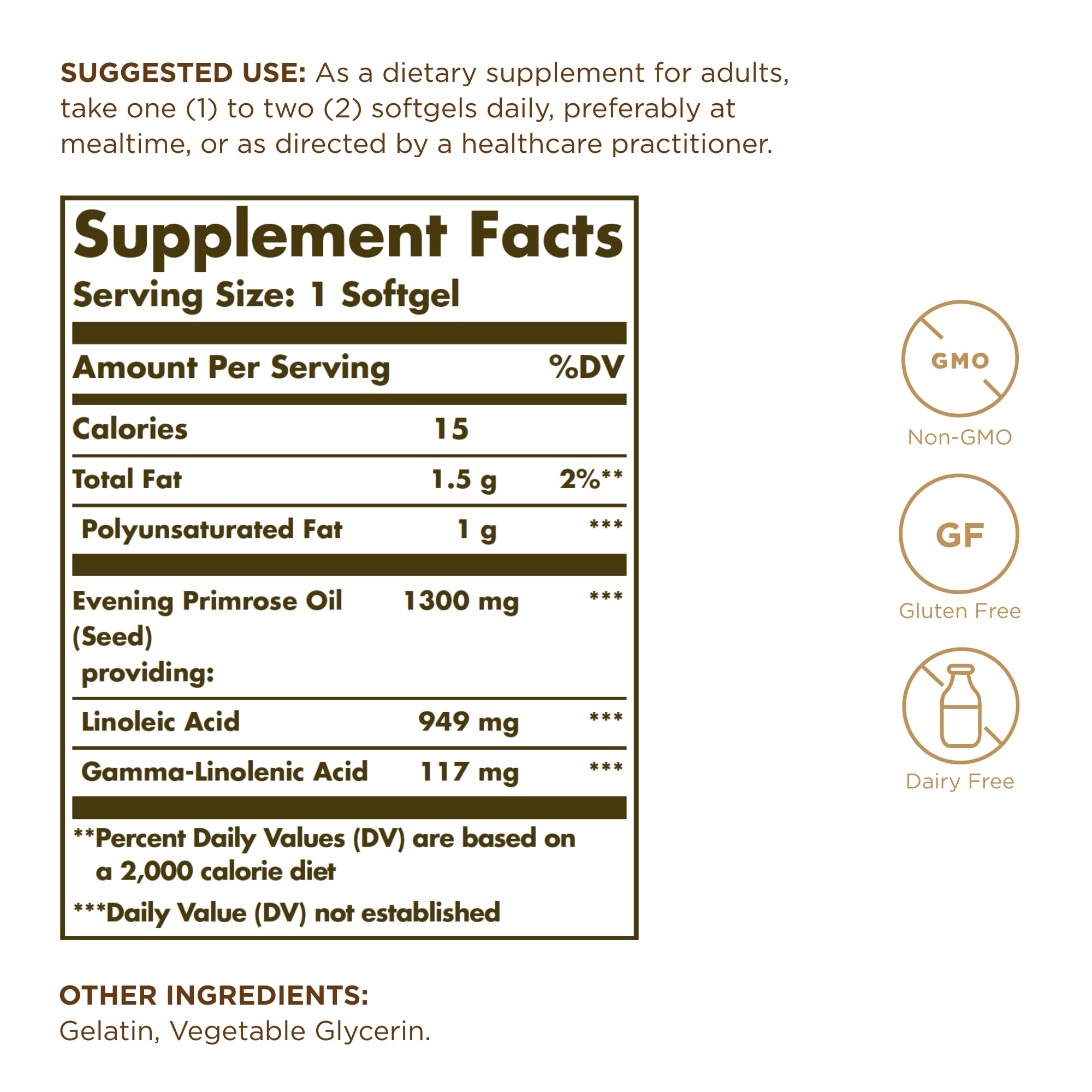 Solgar Evening Primrose Oil softgels close-up highlighting convenient daily capsule.