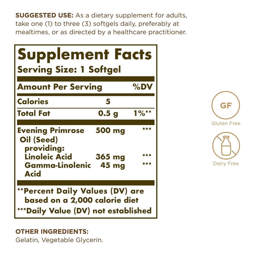 Solgar Evening Primrose Oil softgels ready for daily use