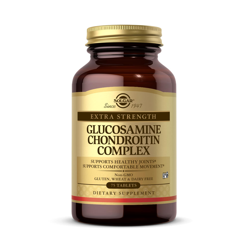 Solgar extra-strength glucosamine chondroitin tablets bottle for joint support