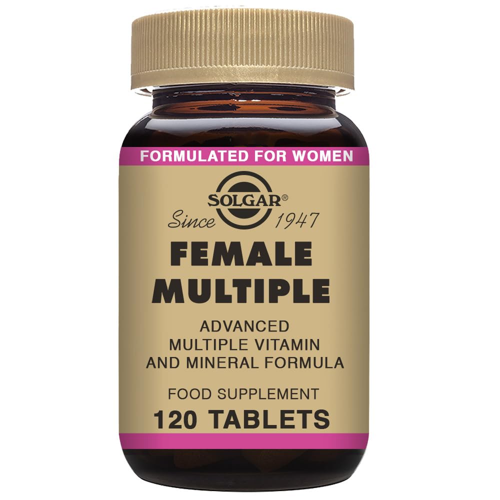 Solgar Female Multiple bottle on table ready for daily routine