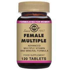 Solgar Female Multiple bottle on table ready for daily routine