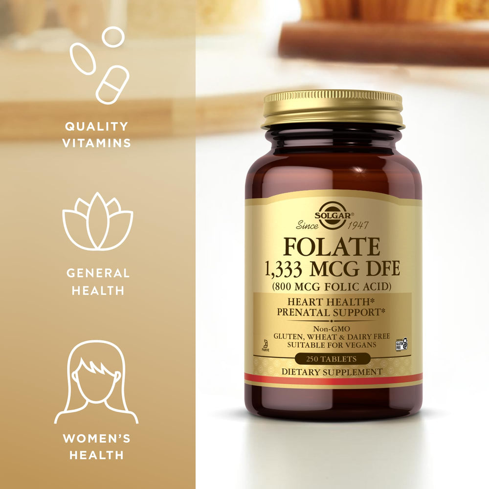 Solgar Folate packaging shows two bottles, indicating value