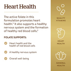 Solgar Folate box packaging emphasizes non-GMO gluten-free and kosher features