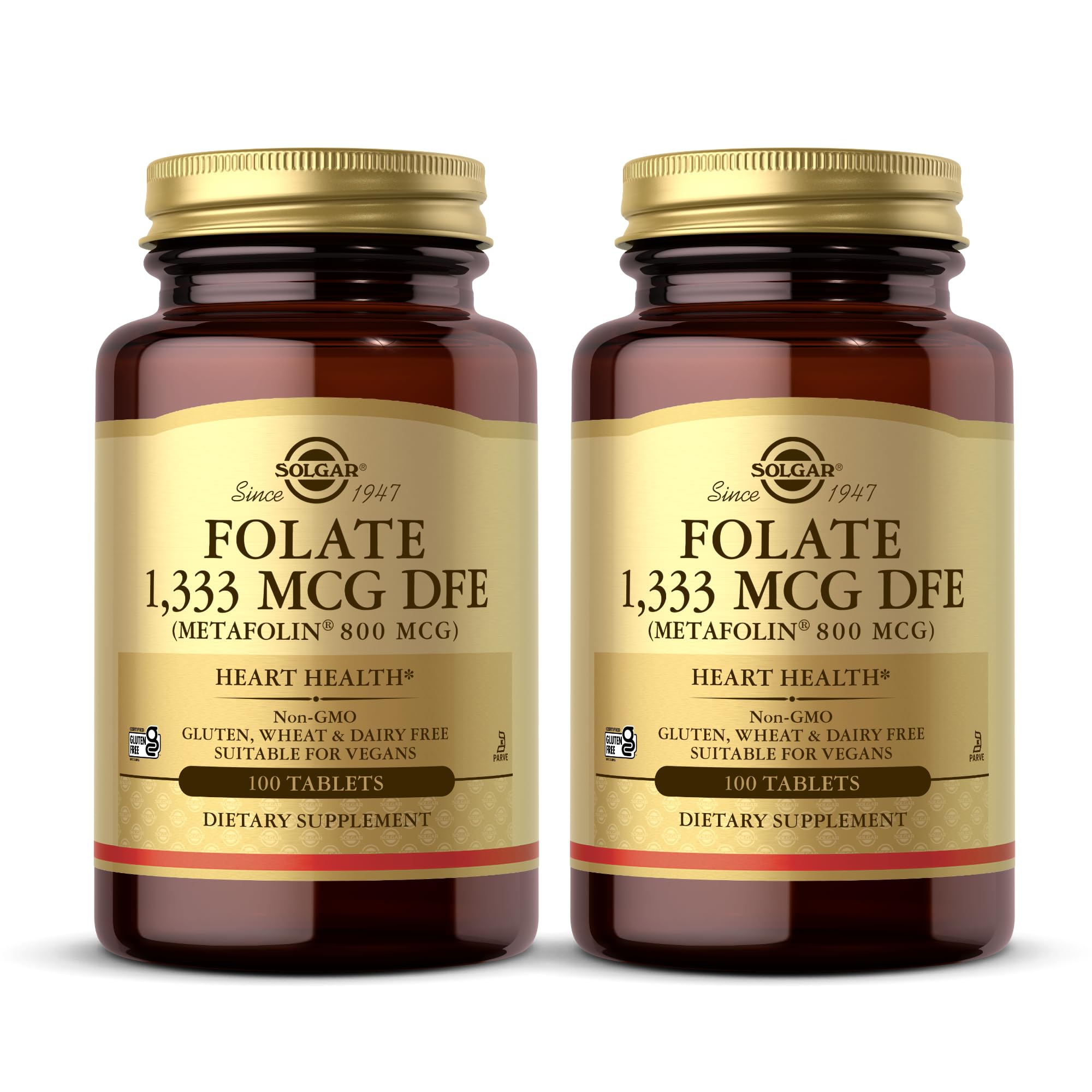 Solgar Folate Metafolin bottle front highlighting 200 total servings for prenatal support