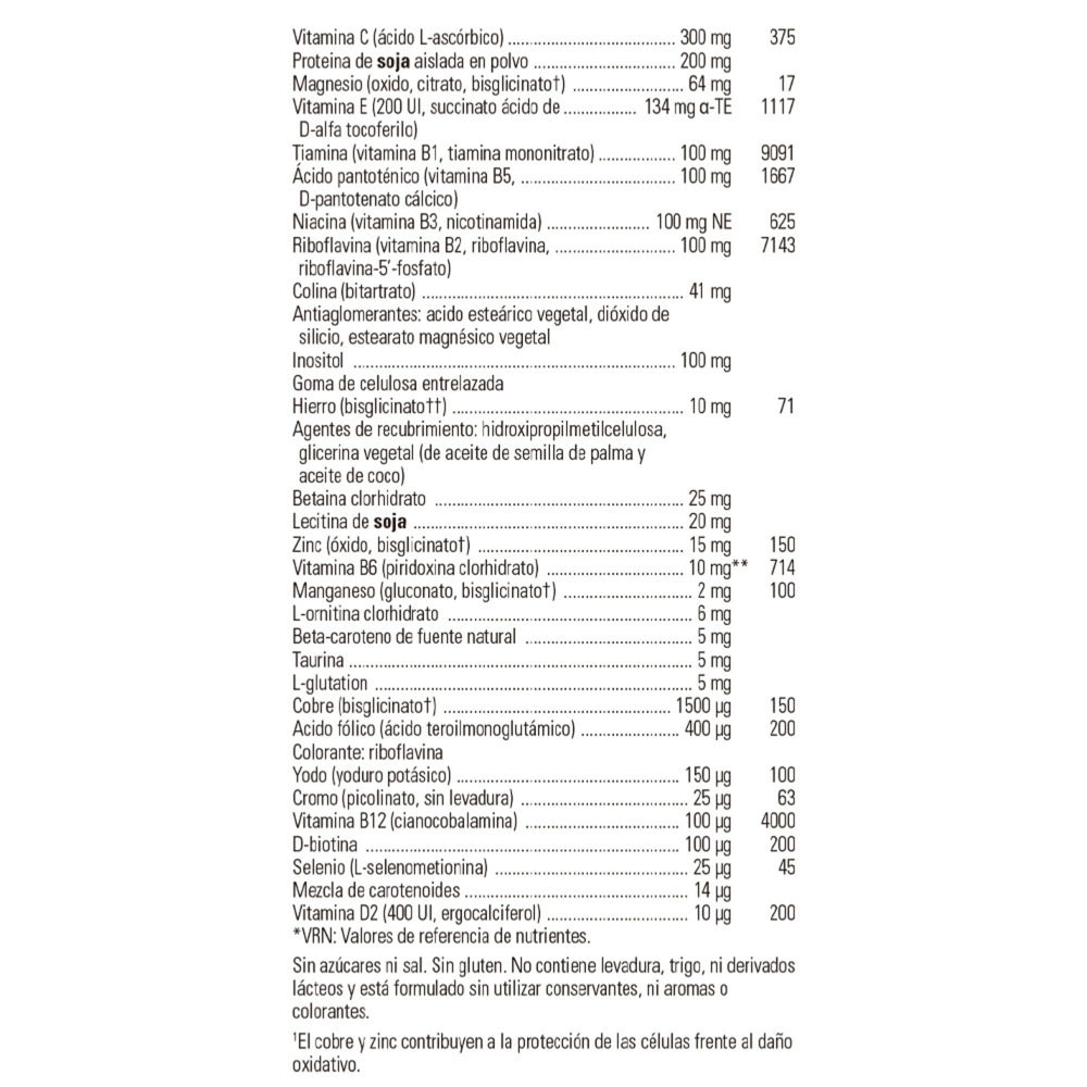 VM-2000 label highlights zinc and vitamins C and E for antioxidant support.