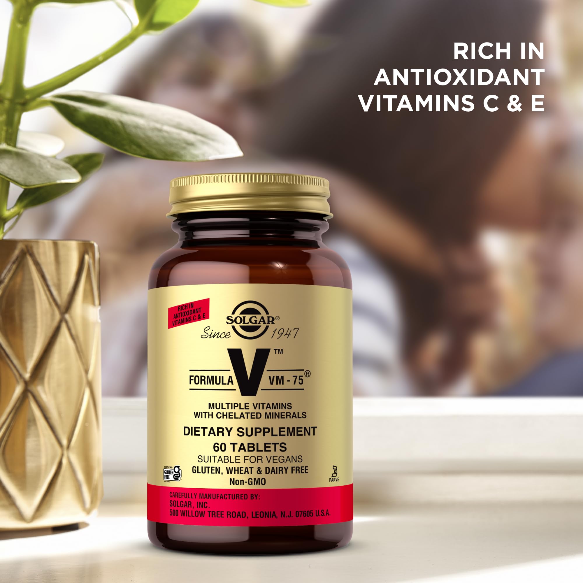 Solgar VM-75 gluten-free label, suitable for gluten-free lifestyles