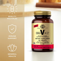 Solgar VM-75 vegan symbol on label, supports plant-based dietary choices