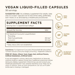 Closeup of Solgar Full Spectrum Curcumin capsules highlighting advanced absorption technology.