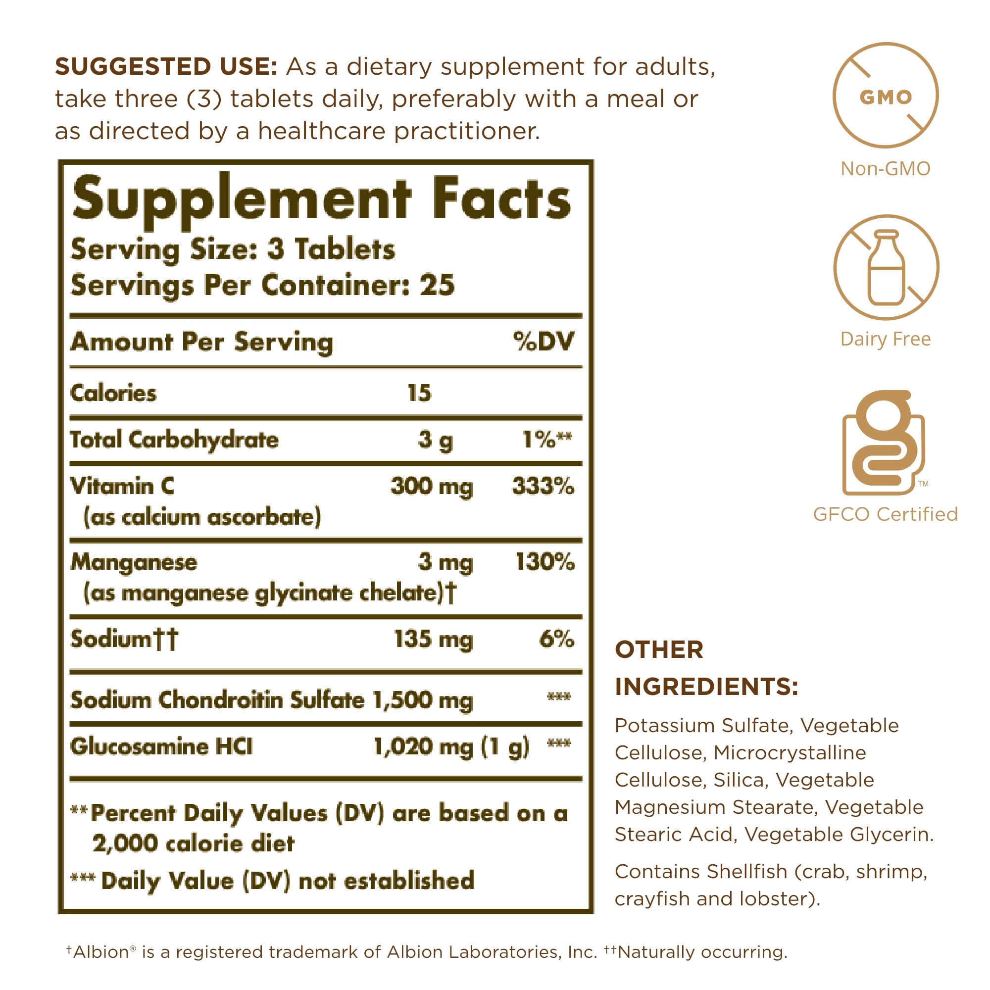 Solgar tablets out of bottle shown for daily joint support