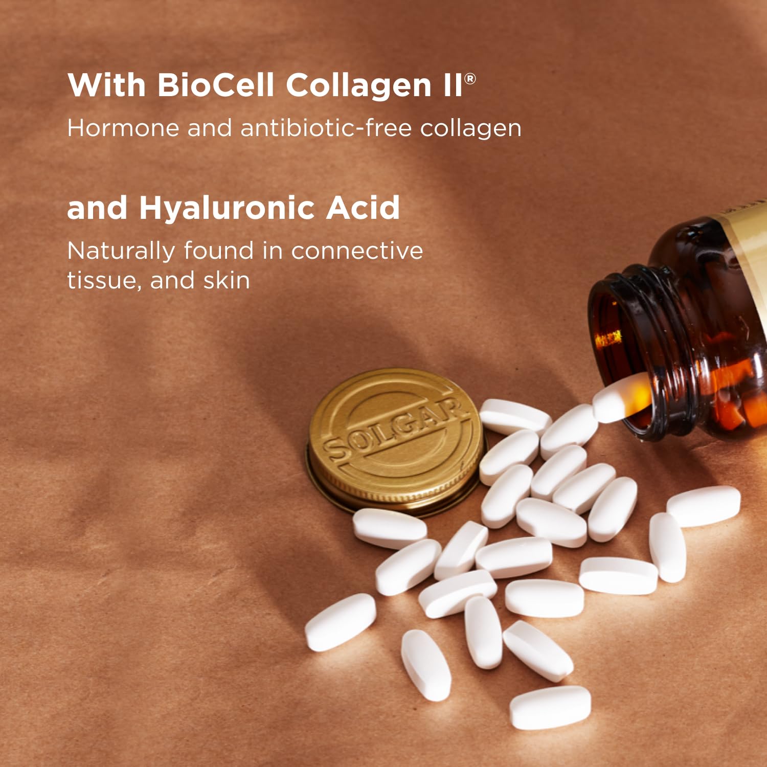 Solgar label focusing on hyaluronic acid and cartilage support