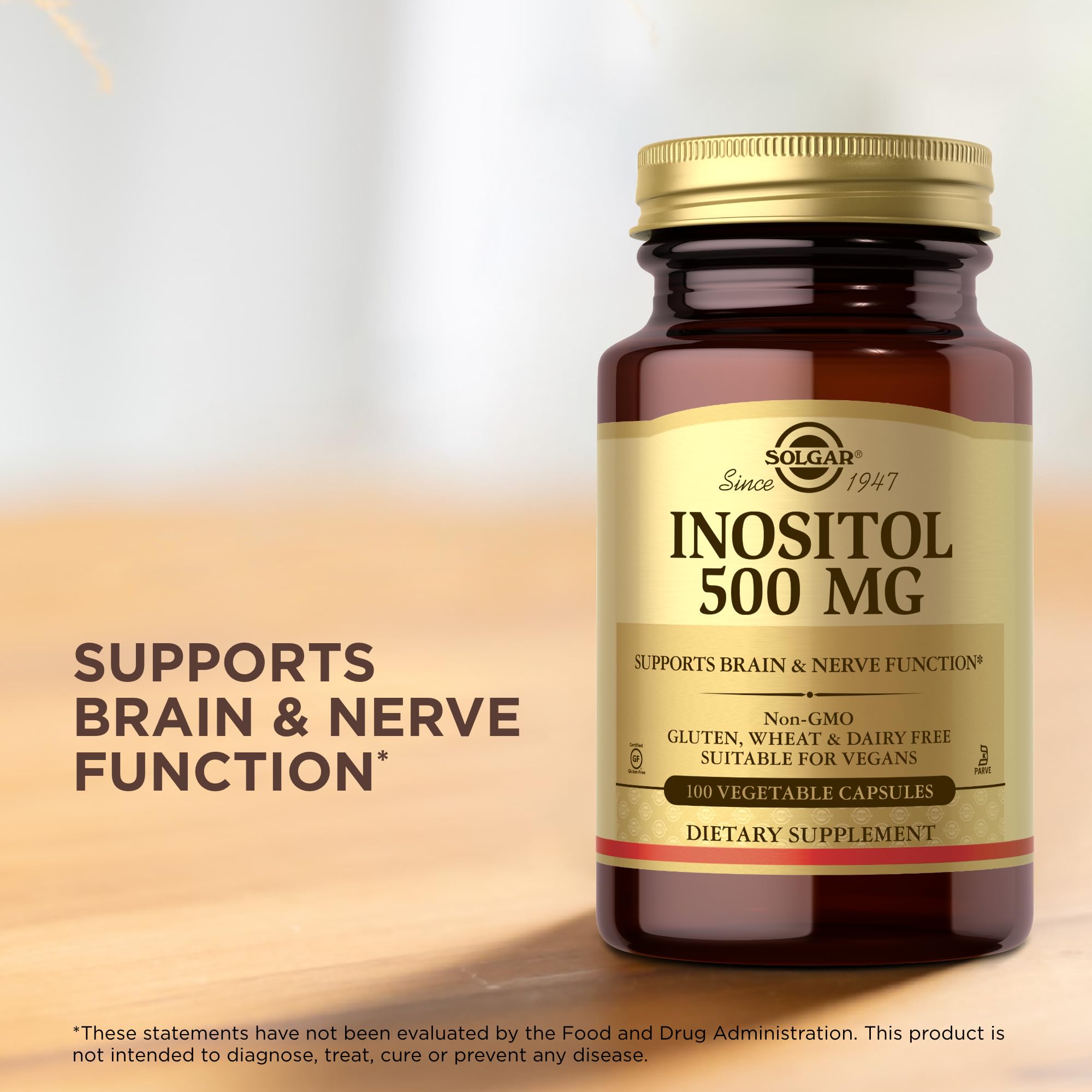 Solgar Inositol 500 mg used as part of a daily wellness routine.