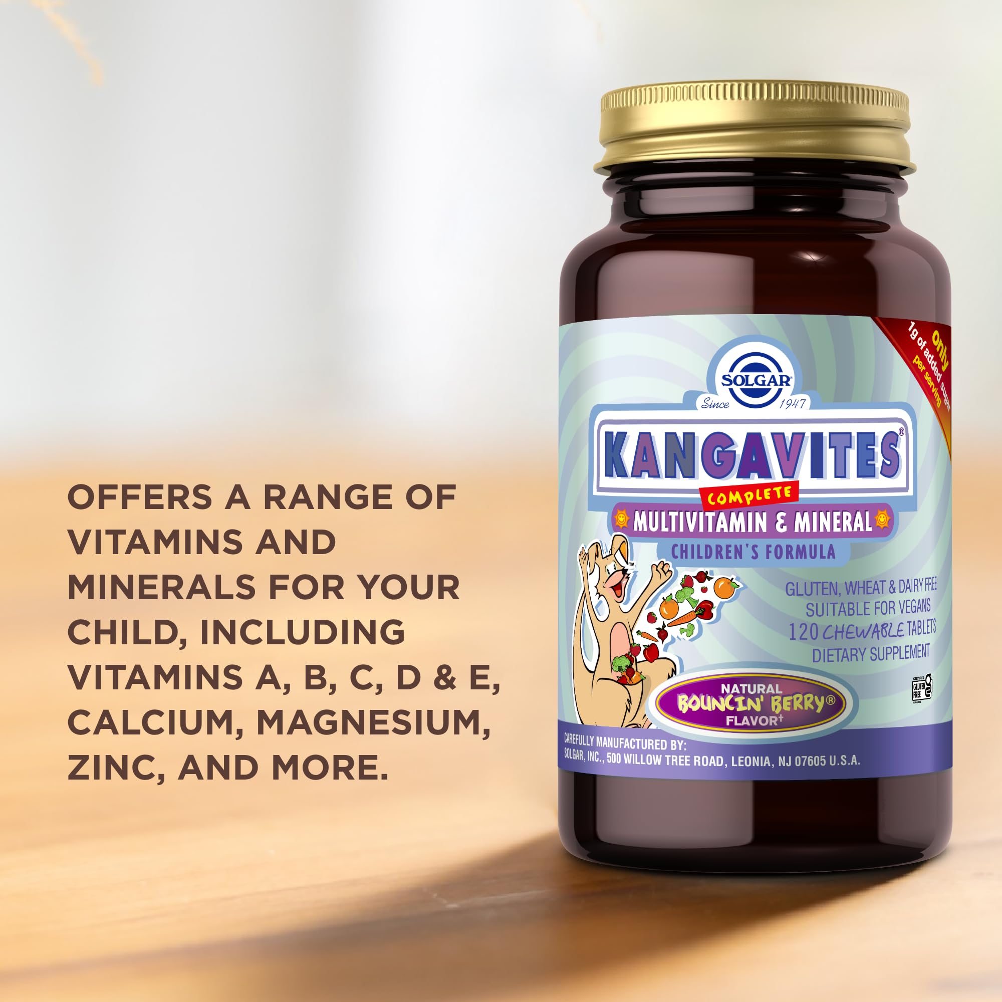 Solgar Kangavites chewable tablets easy for children to chew.