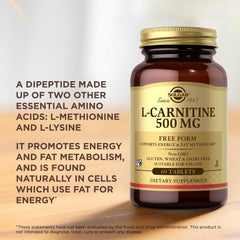 Solgar L-Carnitine bottle being poured suggests easy daily use