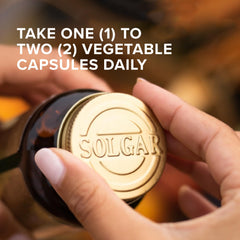 Close-up of Solgar L-Lysine 500 mg capsules illustrating absorption-friendly form