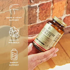 Solgar Magnesium Citrate nutrition panel showing calcium content.
