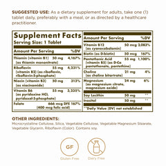 Solgar Megasorb B-Complex 50 ingredients list showing coenzyme B vitamins for body-ready support.