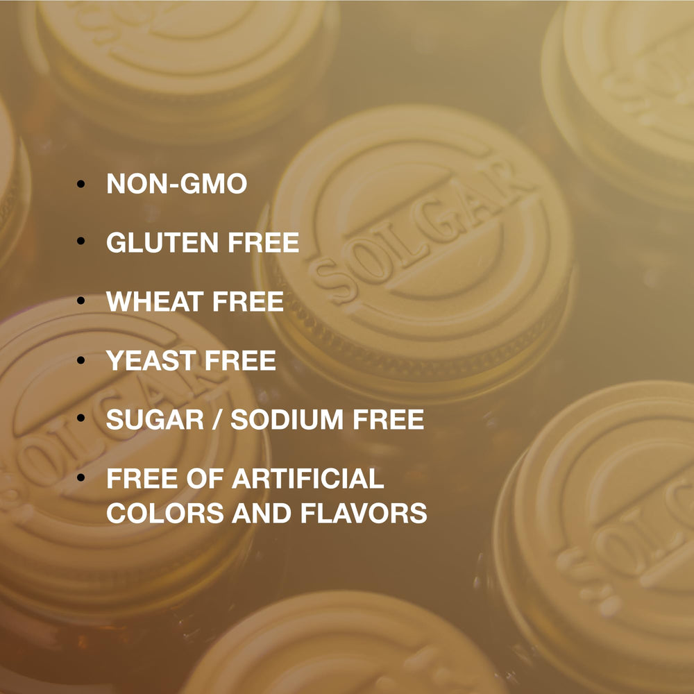 Solgar Megasorb B-Complex 50 vegan seal icon indicating plant-based suitability.