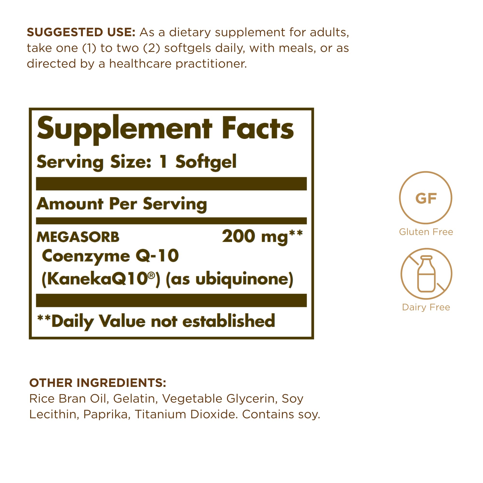 Solgar Megasorb CoQ-10 softgels closeup highlighting oil based absorption.