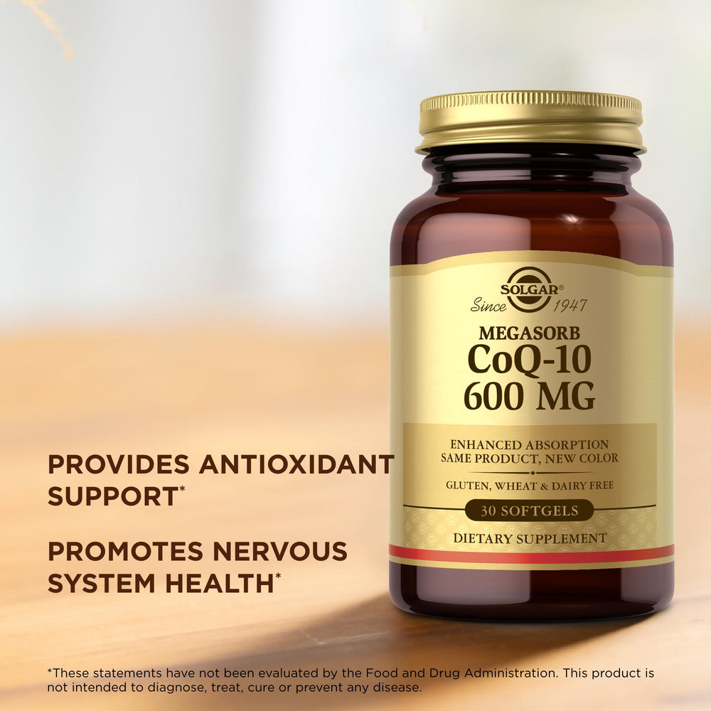 Solgar Megasorb CoQ-10 nervous system concept image suggesting support