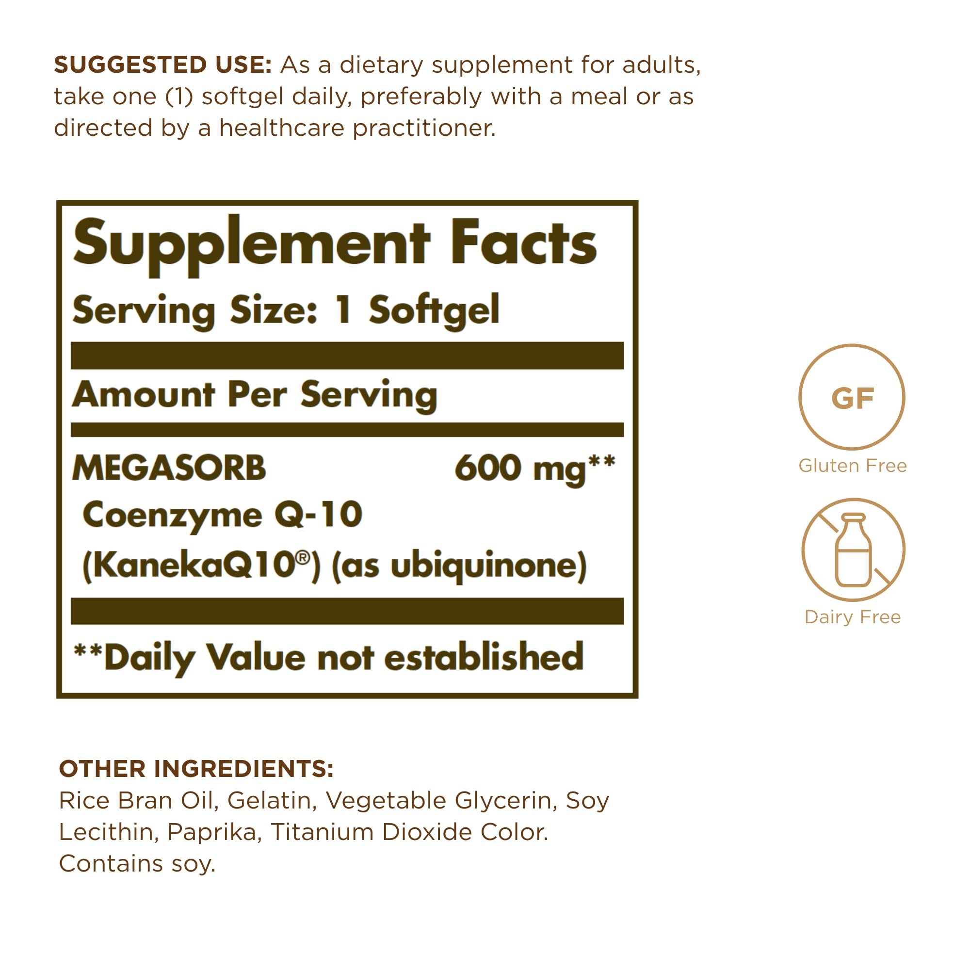 Solgar Megasorb CoQ-10 oil-based softgel demonstrates optimized absorption for steady energy