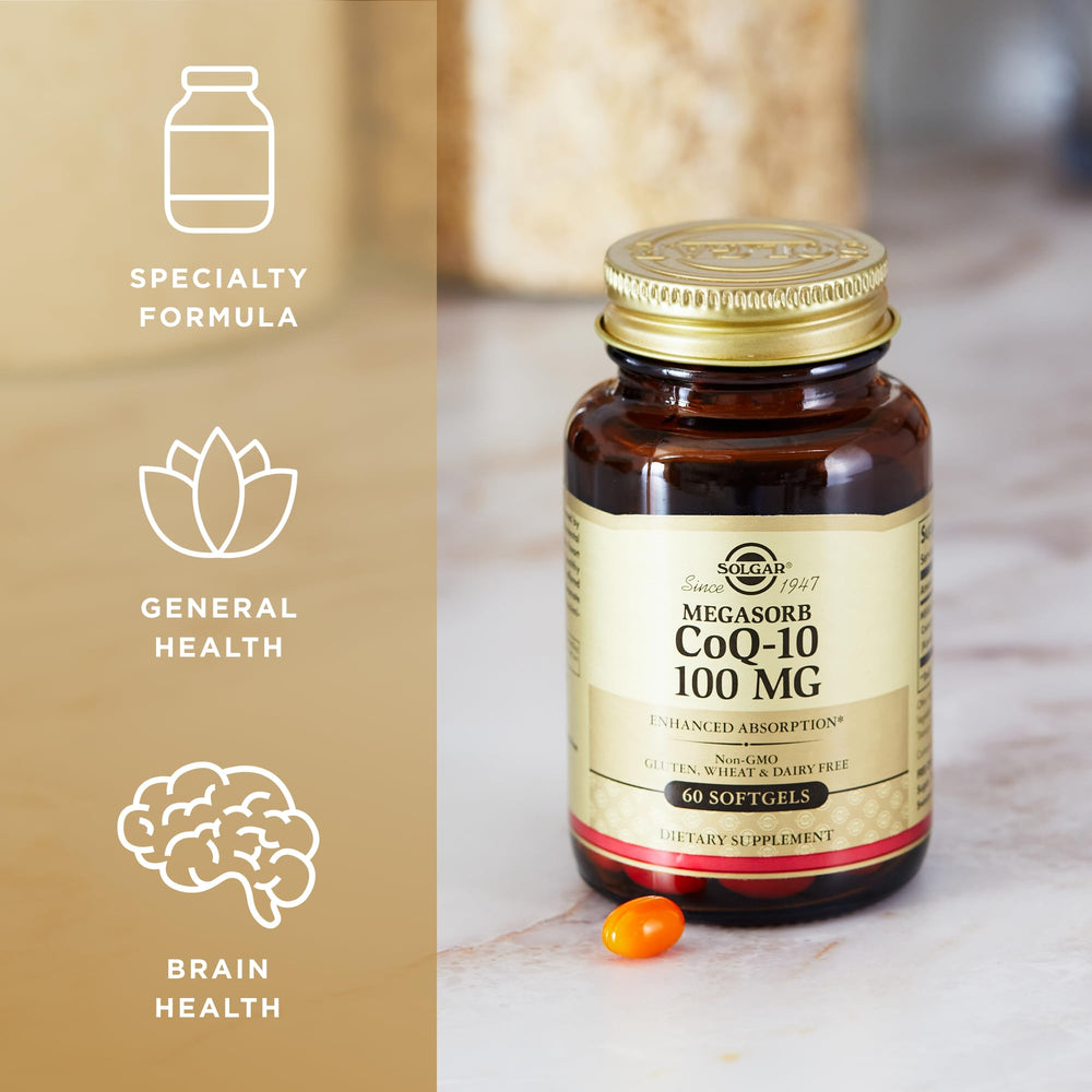 Rice bran oil base supports absorption in CoQ-10 softgels.