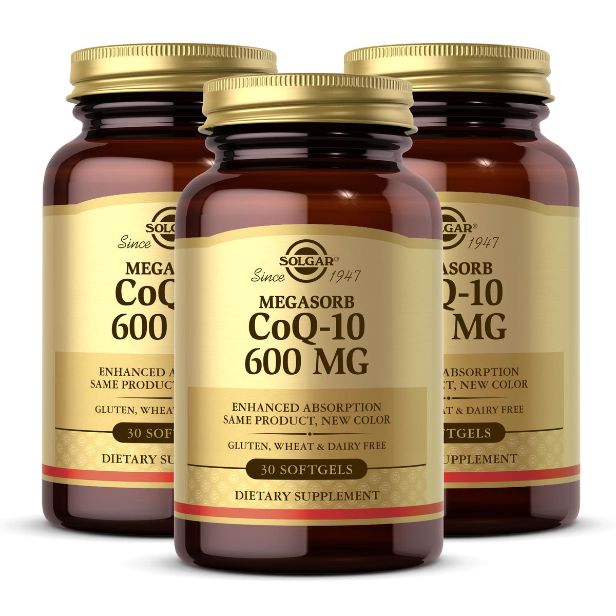 Solgar Megasorb CoQ-10 softgel bottle showing enhanced absorption for daily support