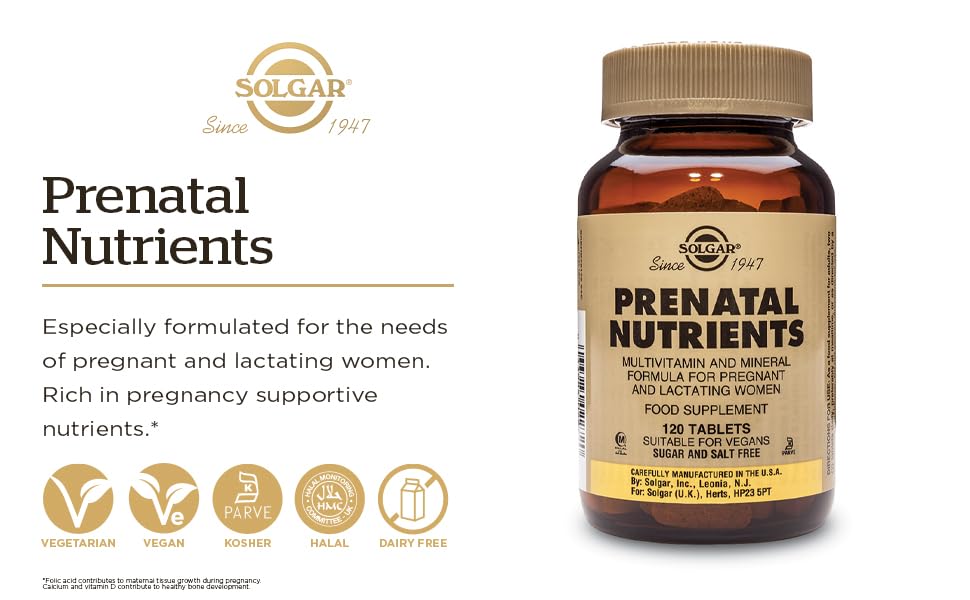 Solgar Nutrientes Prenatales, frasco, fácil de guardar en la rutina diaria.