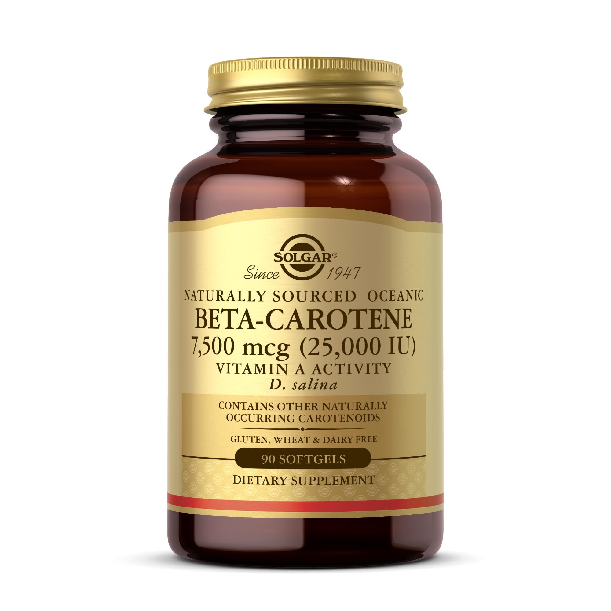 Solgar Oceanic Beta Carotene softgel bottle, convenient daily supplement option.