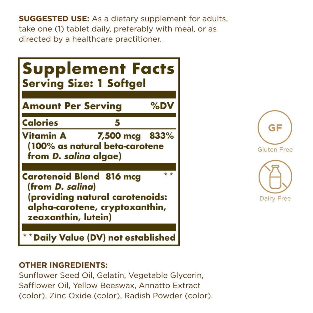 Solgar Oceanic Beta Carotene softgel capsules close-up, easy-to-swallow daily use.