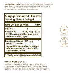 Solgar Oceanic Beta Carotene softgel capsules close-up, easy-to-swallow daily use.