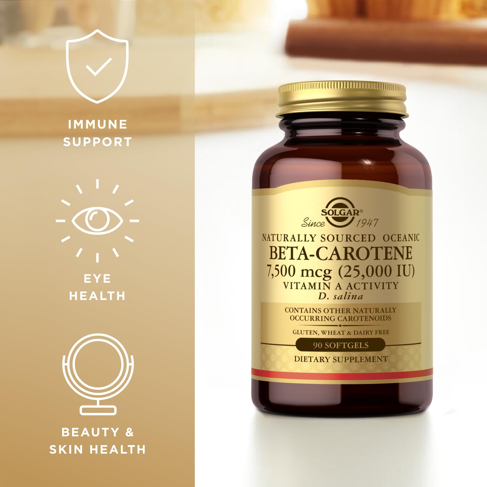 Solgar Oceanic Beta Carotene softgel packaging on shelf, reliable choice for daily routines.