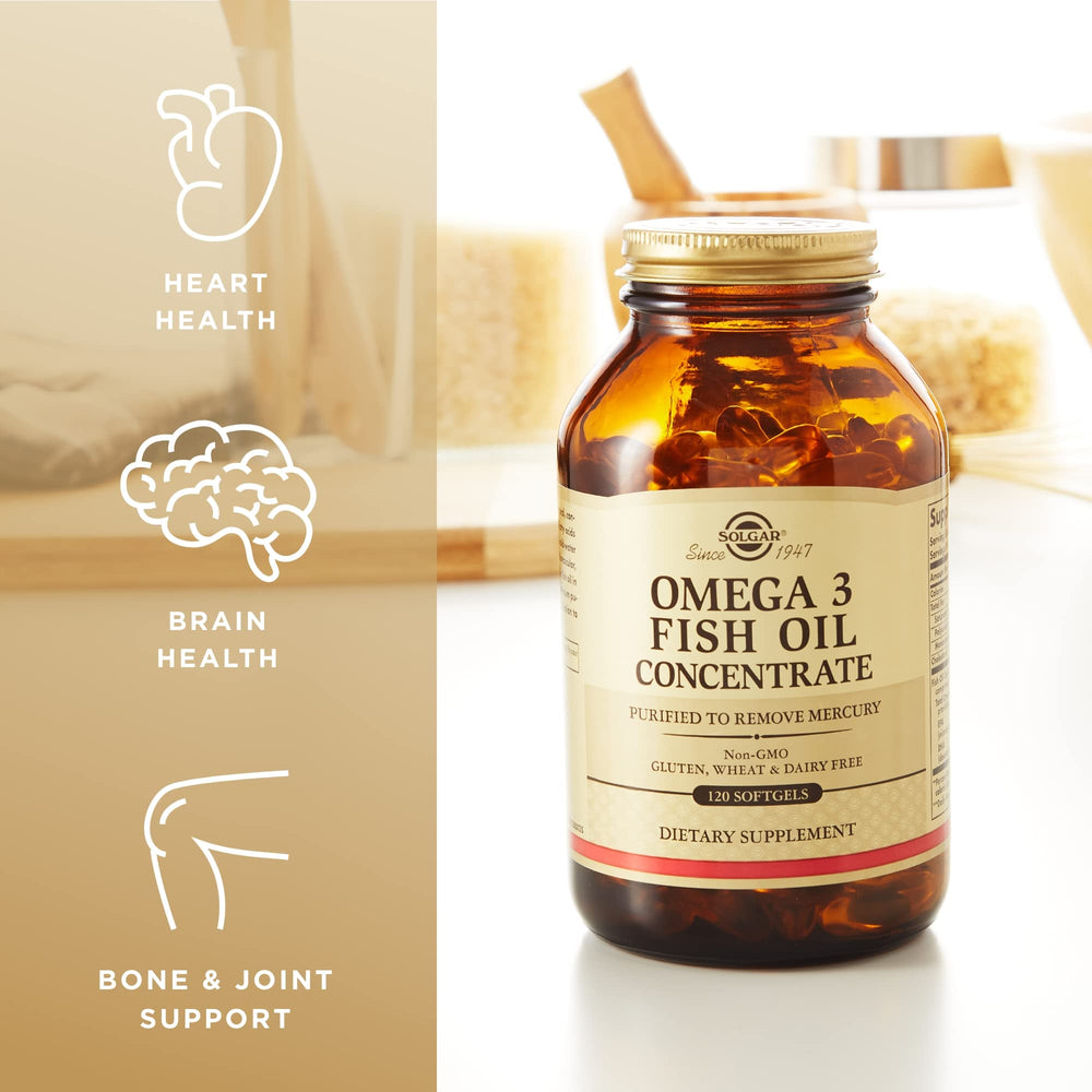 Solgar Omega 3 packaging to highlight bottle and label for trust.