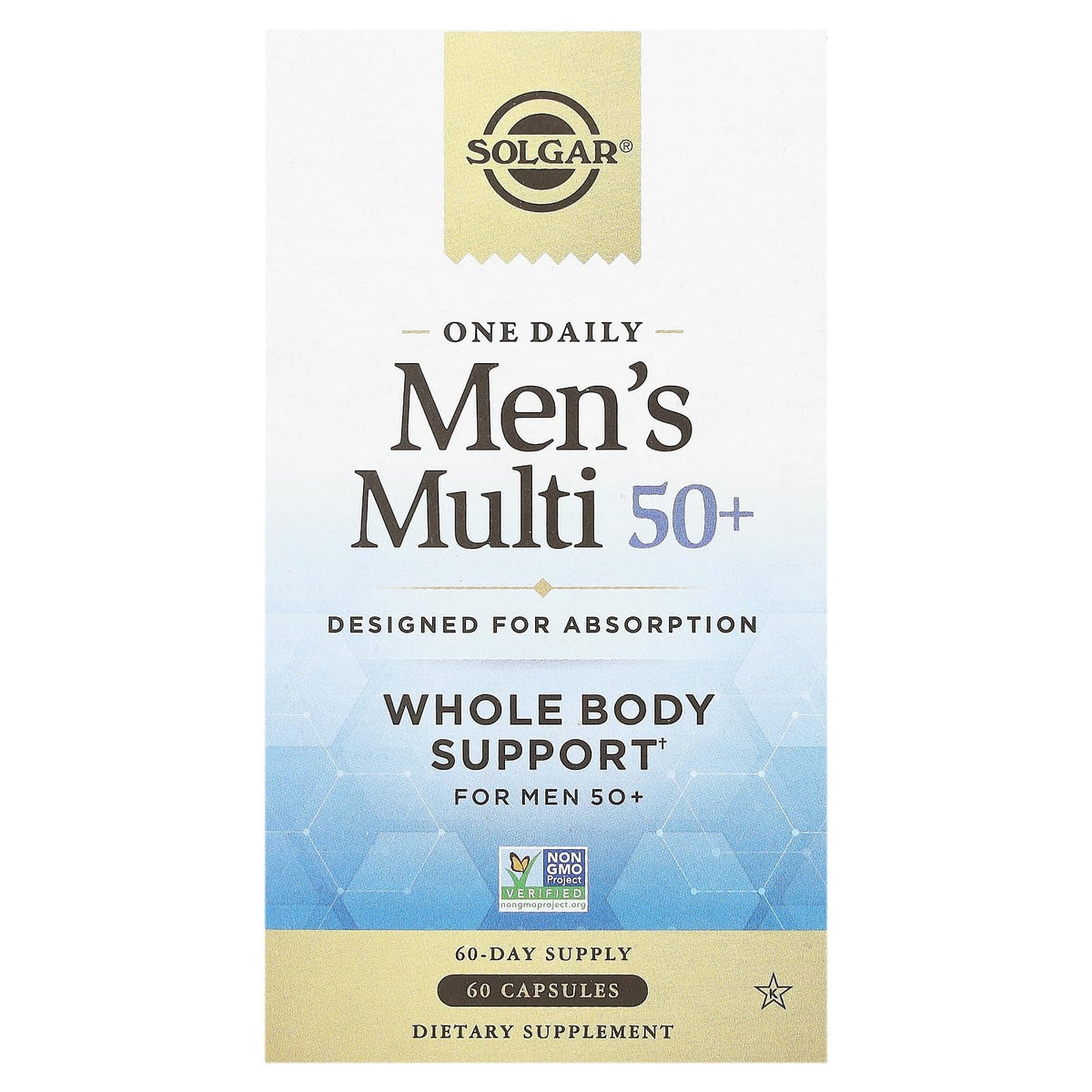 Solgar One Daily Men 50+ bottle front for heart and energy support
