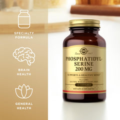 Solgar Phosphatidylserine 200 mg softgels pack of two indicates extended supply.