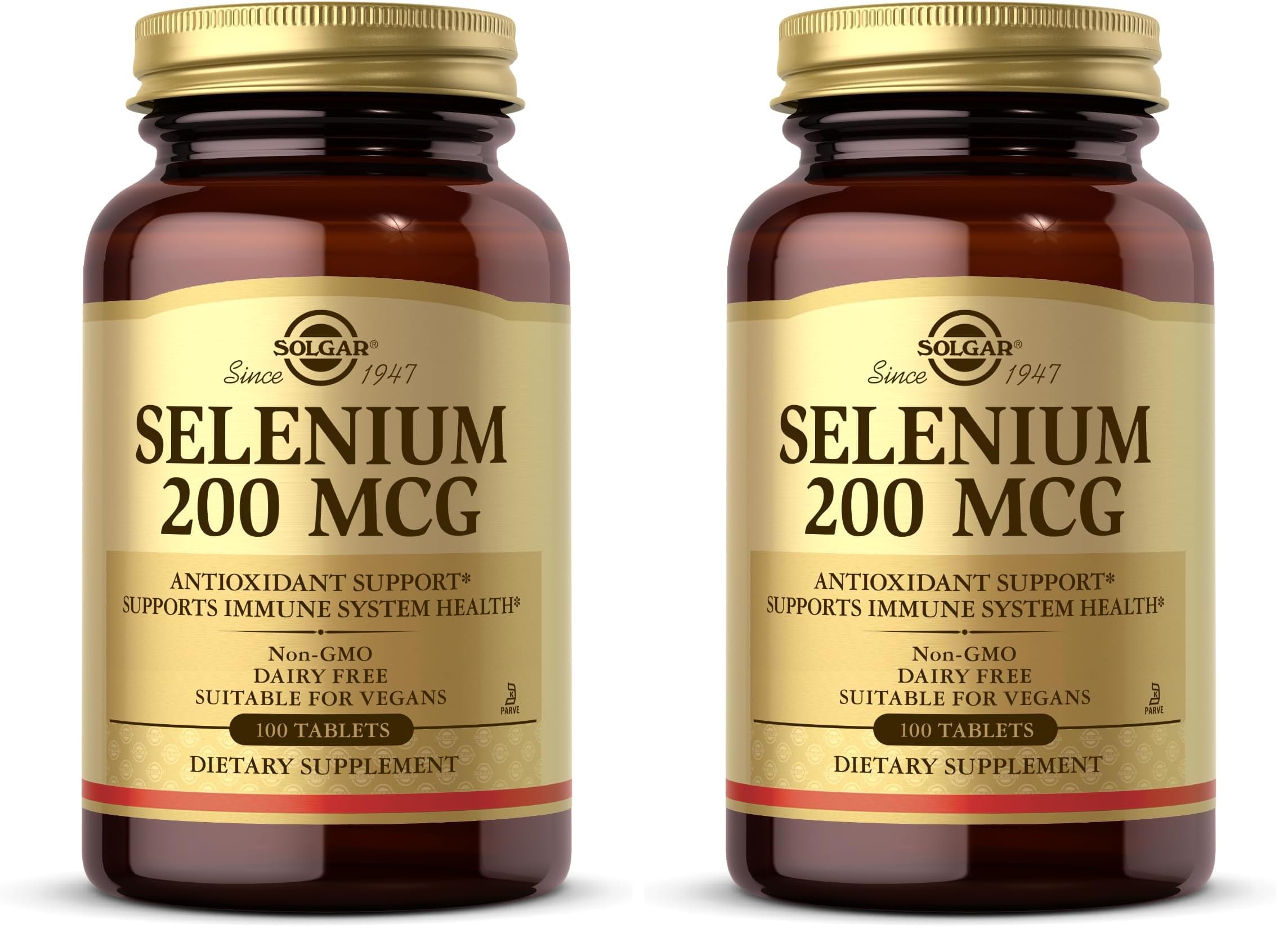 Solgar Selenium 200 mcg tablets bottle front view showing packaging and product