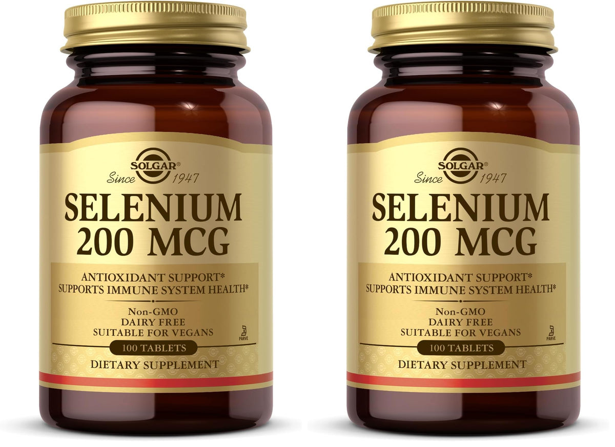 Solgar Selenium 200 mcg tablets bottle front view showing packaging and product