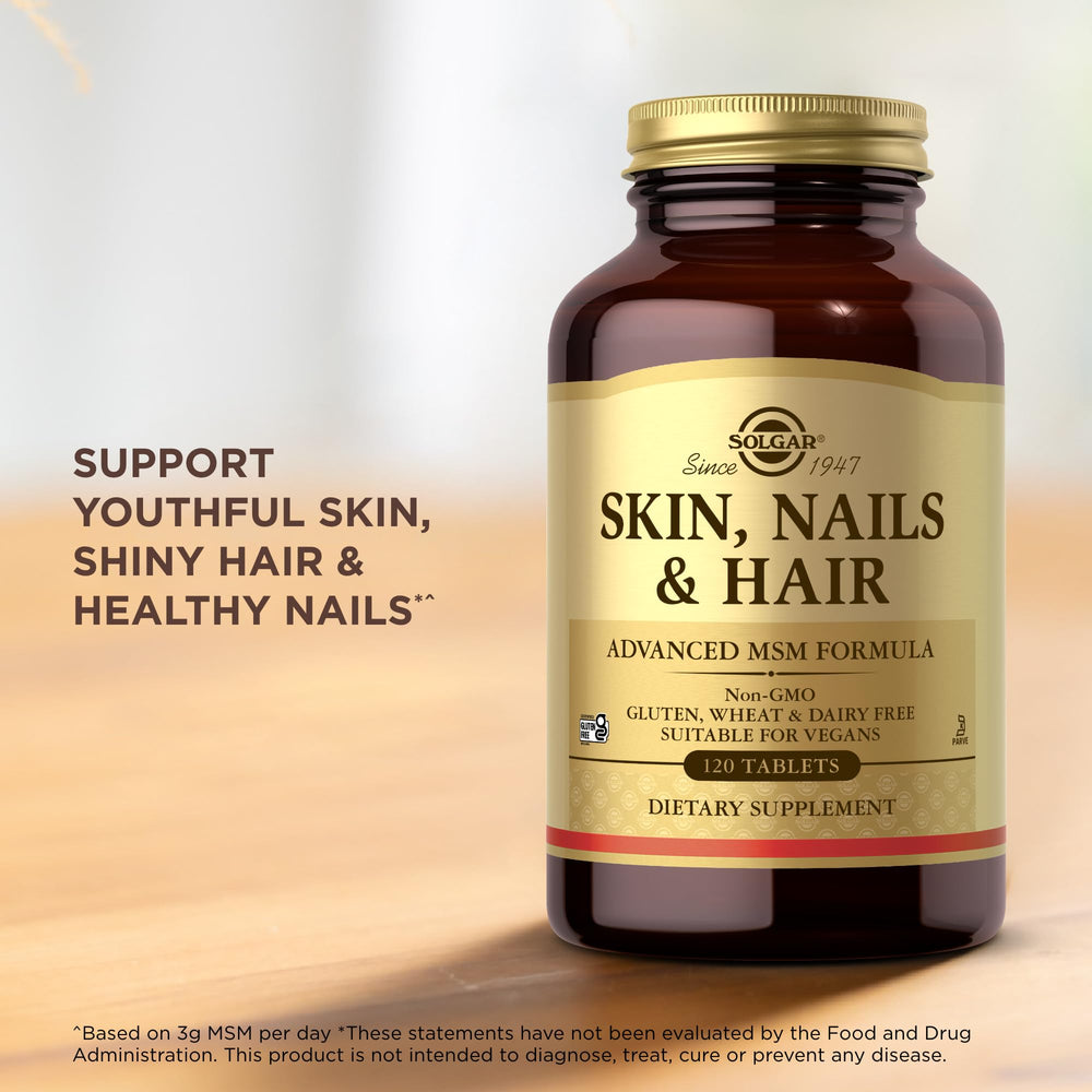 Solgar Skin, Nails & Hair pack with two boxes.