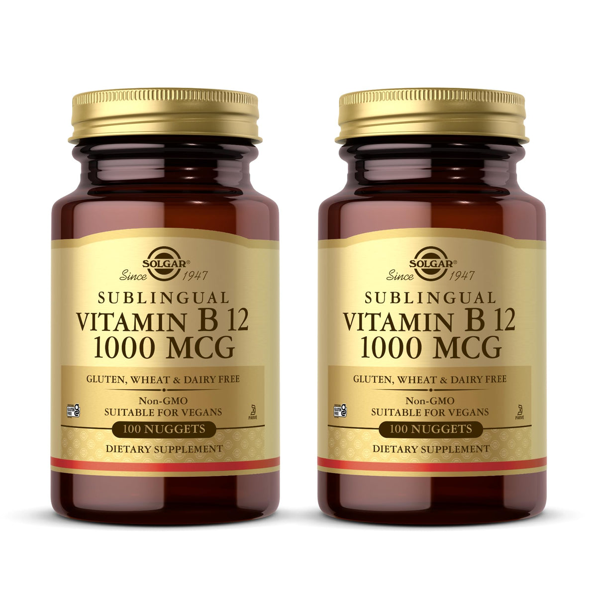 Solgar Sublingual B12 bottle showing 1000 mcg dose for daily use
