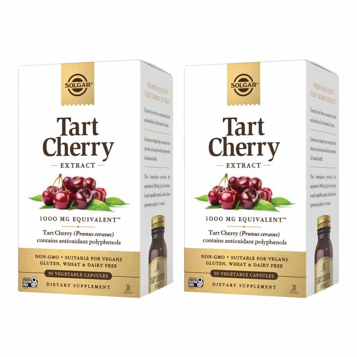 Solgar Tart Cherry 1000 mg bottle showing antioxidant-rich daily wellness capsules