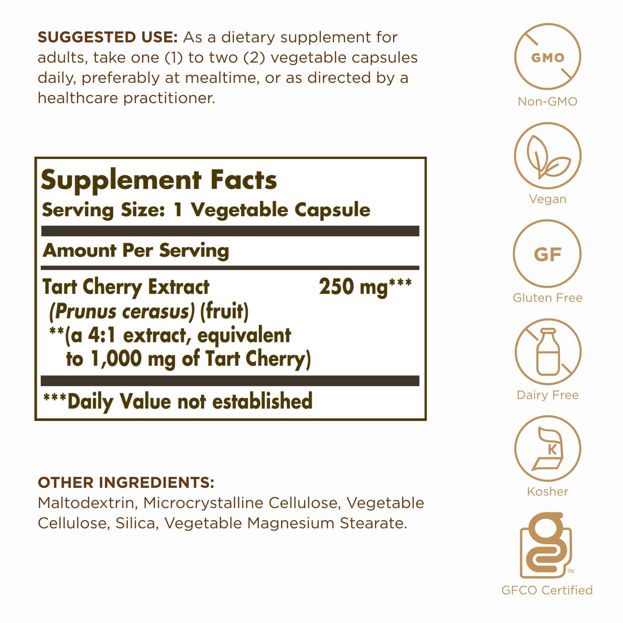 Solgar Tart Cherry label close-up highlighting 4:1 extract
