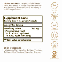 Solgar Tart Cherry label close-up highlighting 4:1 extract