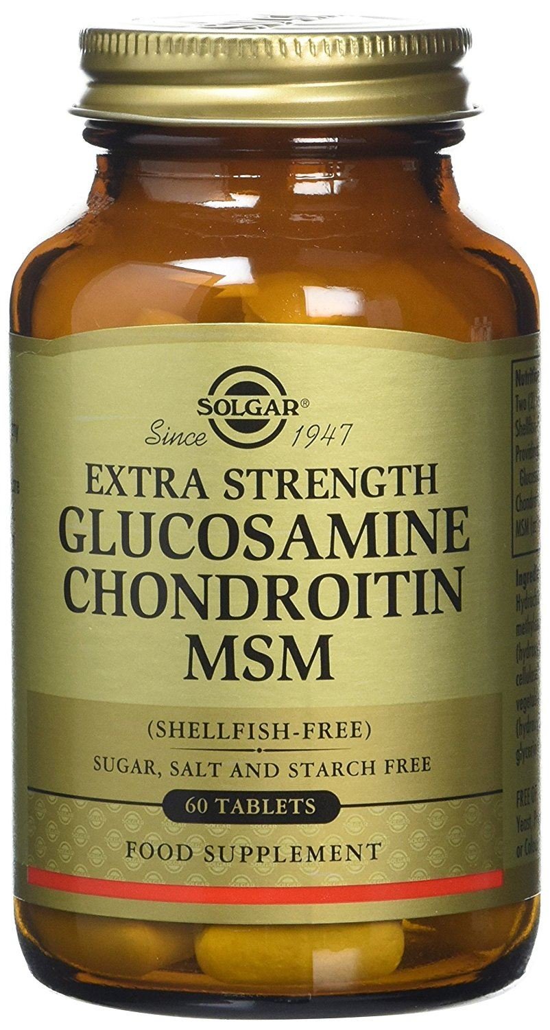 Solgar triple-strength glucosamine chondroitin msm bottle supports joint comfort