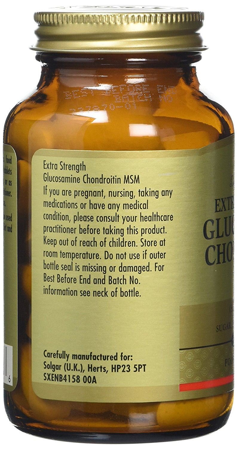 Solgar glucosamine chondroitin msm tablets close-up for mobility