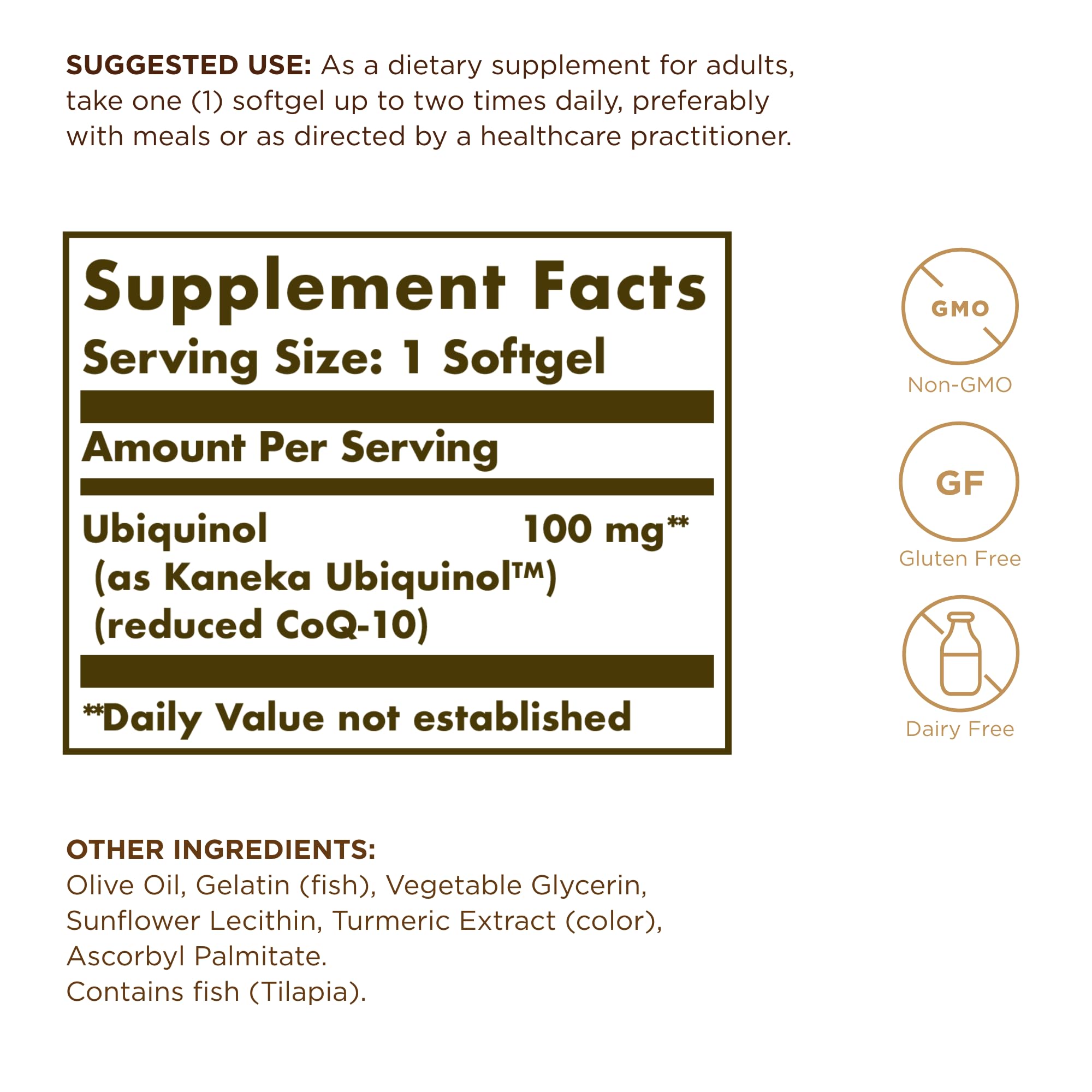 Close-up of Solgar ubiquinol softgels showing ready-to-use capsules for daily antioxidant support.