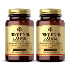 Solgar Ubiquinol bottle with label showing antioxidant support for daily wellness.